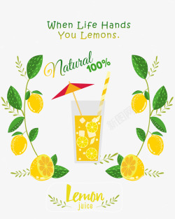 柠檬水果饮料矢量图素材
