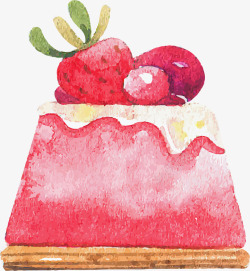 卡通手绘风草莓蛋糕矢量图素材