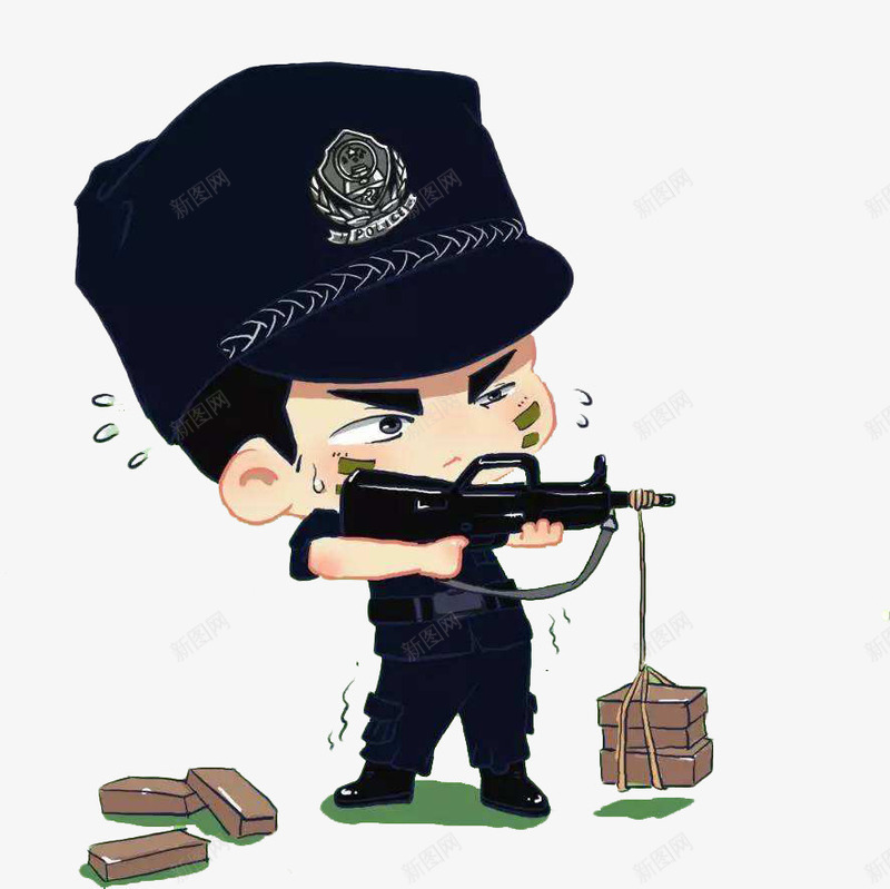 警察训练png免抠素材_88icon https://88icon.com 严肃表情 卡通手绘 砖头 装饰 警察 训练