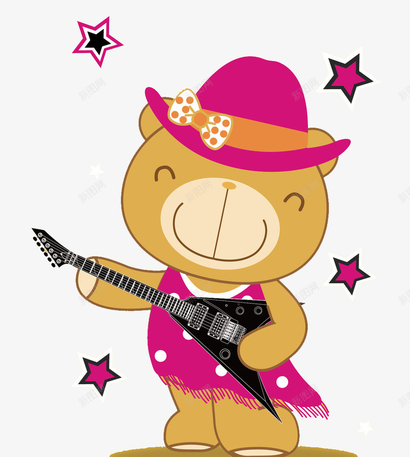 弹吉他的小熊png免抠素材_88icon https://88icon.com 动物 弹吉他 欢乐 粉色小熊