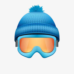 蓝色毛线针织滑雪帽子素材