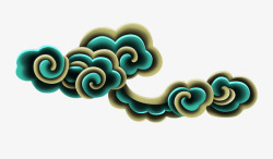 绿色中国风手绘祥云素材