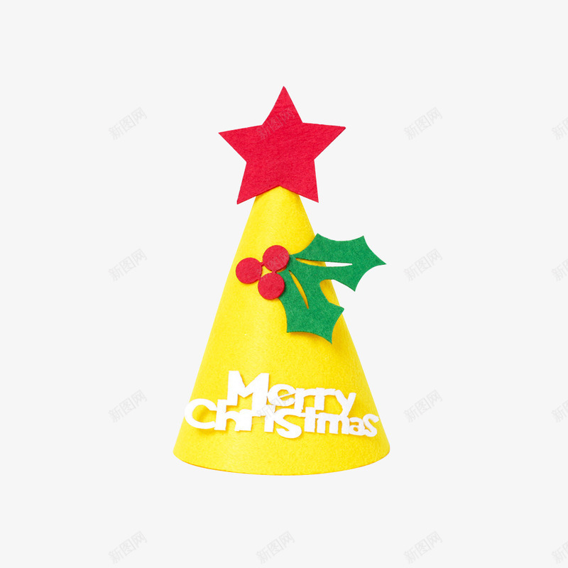 圣诞绿叶子红星星黄色帽元素png免抠素材_88icon https://88icon.com 圣诞元素 红色星星 绿色叶子 黄色帽子
