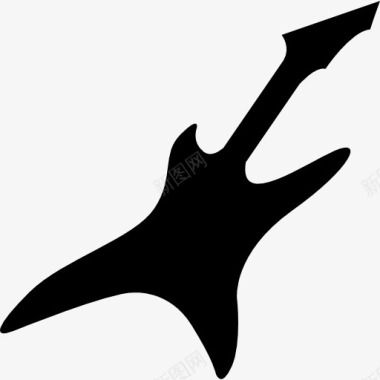 电吉他的黑色形状的轮廓图标图标