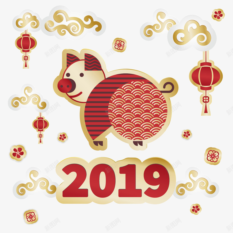 2019新年吉祥猪喜庆可爱矢量图ai免抠素材_88icon https://88icon.com 2019 可爱 吉祥 喜庆 新年 新年喜庆 矢量可爱 矢量图