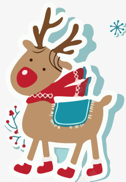 圣诞老人插牌圣诞节麋鹿高清图片