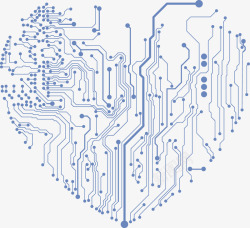 卡通技术素材蓝色心线路图高清图片
