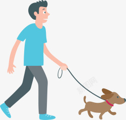 休闲运动遛狗的人矢量图素材