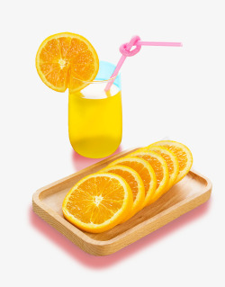 鲜橙榨汁小清新果汁素材