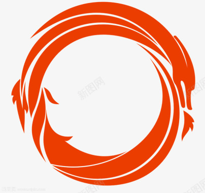 循环橘色圆形龙图标图标