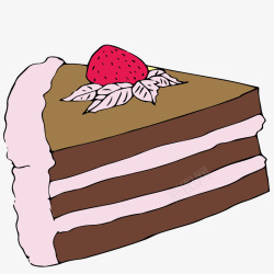 卡通手绘草莓蛋糕素材