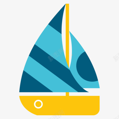 纹理彩色圆弧帆船卡通图标矢量图图标