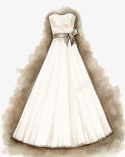 手绘白色婚纱素材