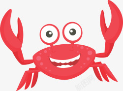 可爱卡通红色螃蟹矢量图素材