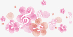 春天音符粉色美丽春季花朵音符高清图片