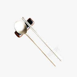 银色筷子勺子装饰图案素材
