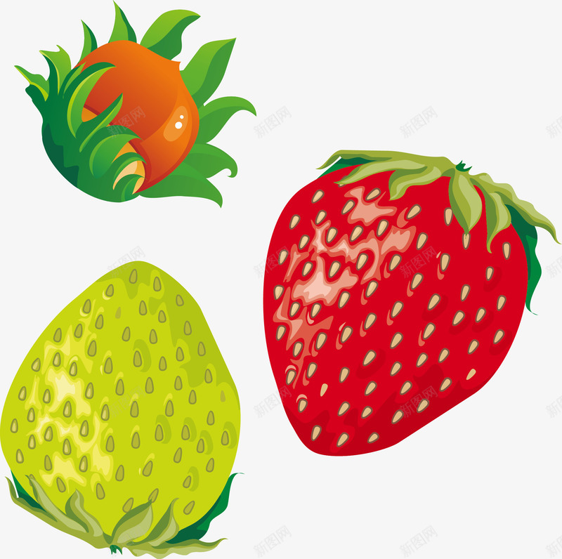 红草莓绿草梅水果png免抠素材_88icon https://88icon.com 水果 水果矢量 矢量水果 草莓
