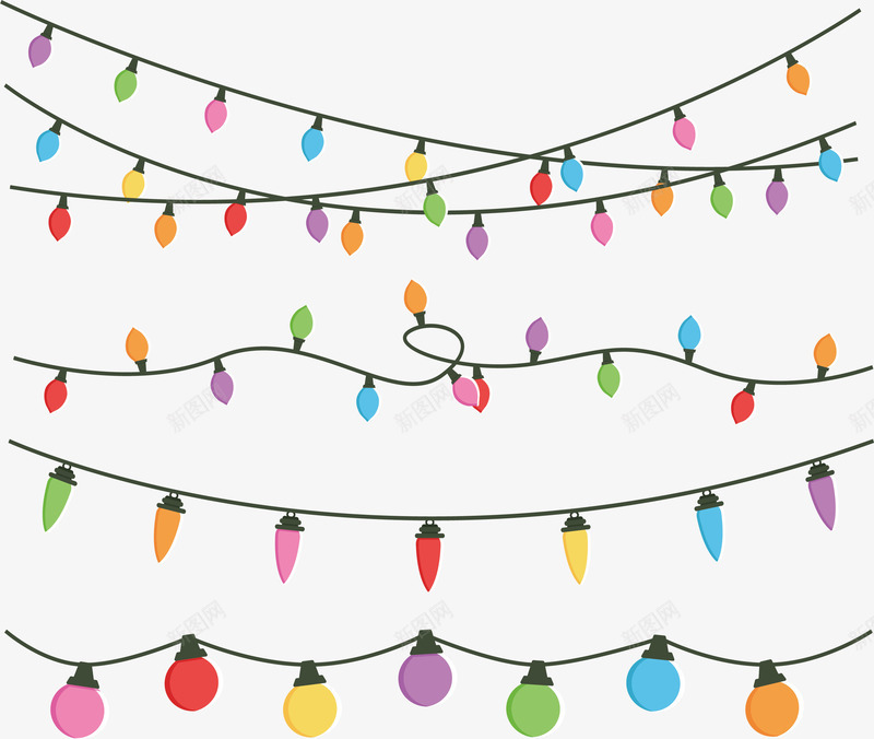 五颜六色派对彩灯png免抠素材_88icon https://88icon.com 五颜六色 圣诞节彩灯 彩灯 派对彩灯 矢量png 装饰彩灯