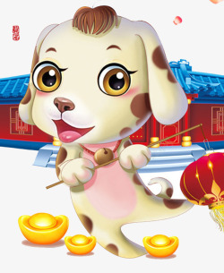 2018狗年春节传统商业卡通插素材