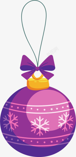 紫色雪花的圣诞球矢量图素材