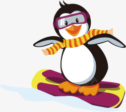 滑雪的企鹅滑雪企鹅冬季旅游矢量图高清图片
