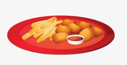 薯饼红色盘子里的零食高清图片