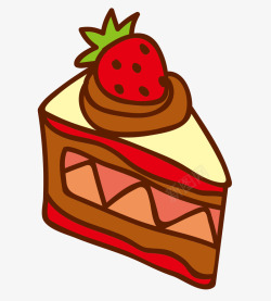 巧克力切块手绘蛋糕草莓手绘蛋糕素材