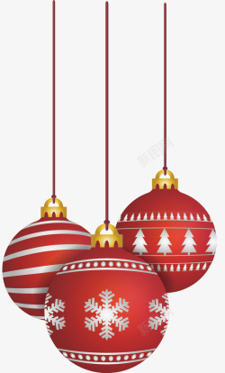 手绘三个圣诞挂饰球素材