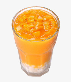 玻璃杯装黄芒果茶素材