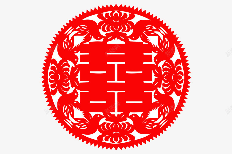 中国风红色喜字窗花png免抠素材_88icon https://88icon.com 创意 剪纸 卡通手绘 喜庆 民间艺术 窗花 结婚 节日