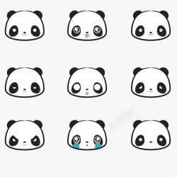 可爱熊猫表情头像矢量图素材