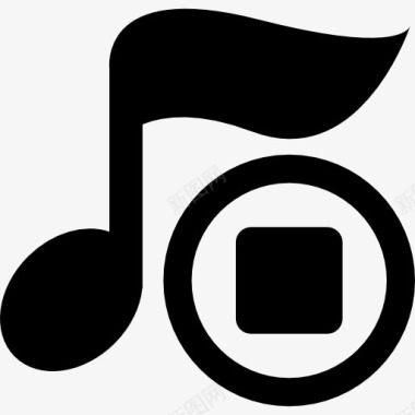 音乐符号点缀音乐音符符号与停止按钮图标图标