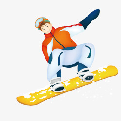 卡通雪橇玩滑雪的男生高清图片
