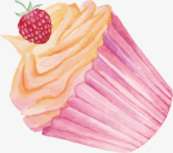 手绘蛋筒草莓甜点素材