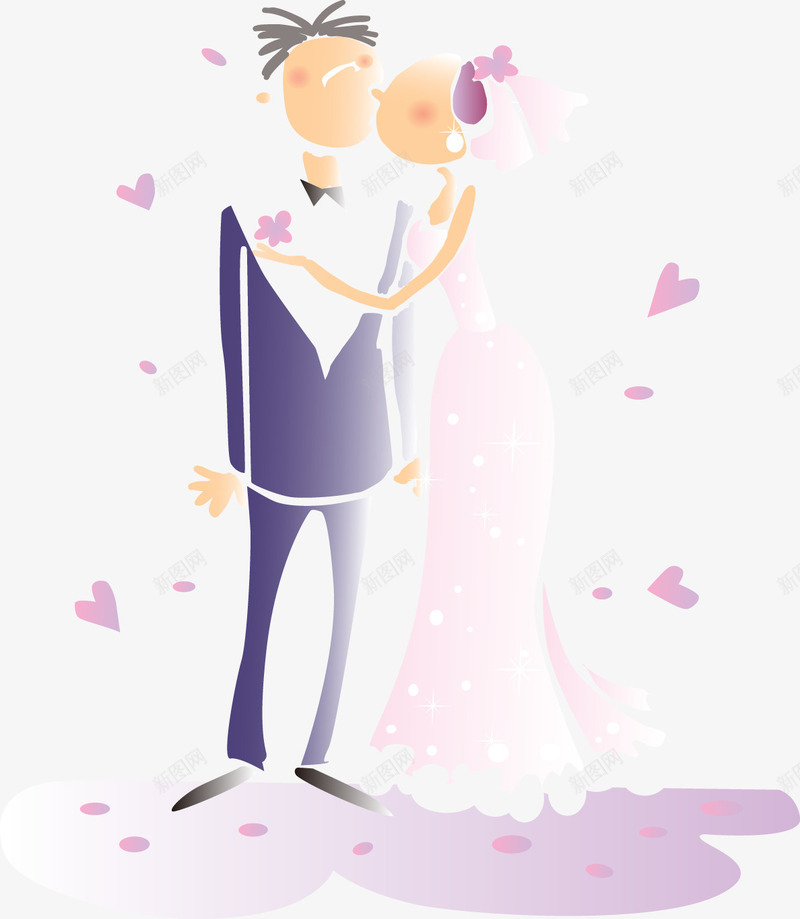 结婚卡通人物png免抠素材_88icon https://88icon.com 亲吻 心形 新娘 新郎 结婚