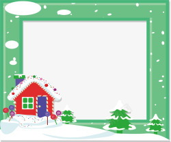 绿色下雪小屋圣诞相框矢量图素材