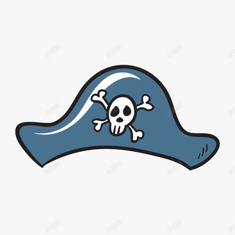 蓝色帽子矢量图ai免抠素材_88icon https://88icon.com 帽子 海盗 素材 蓝色 矢量图