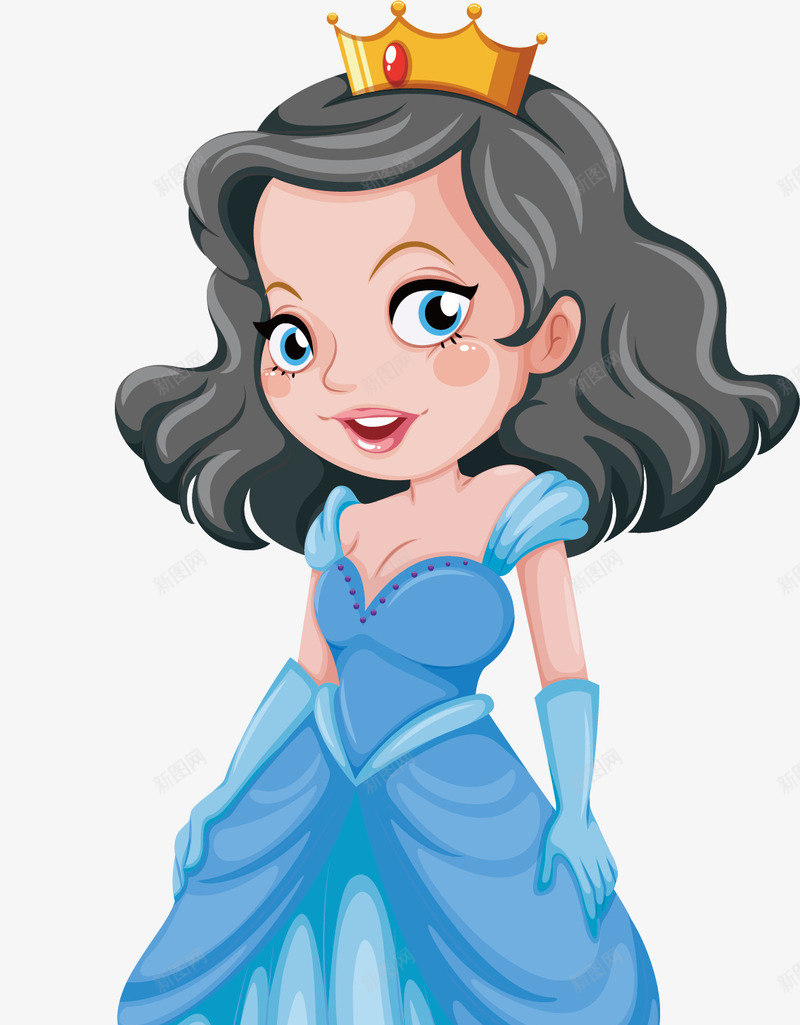 蓝色裙子的公主png免抠素材_88icon https://88icon.com 公主 冰雪美人 美丽的公主 蓝色连衣裙