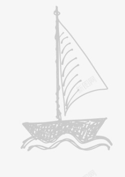 粉笔手绘帆船矢量图素材