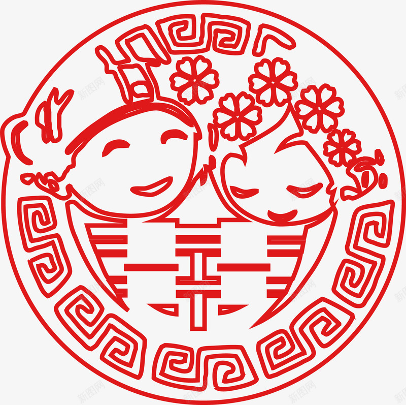 结婚贴纸png免抠素材_88icon https://88icon.com 喜字 喜庆 红色 结婚