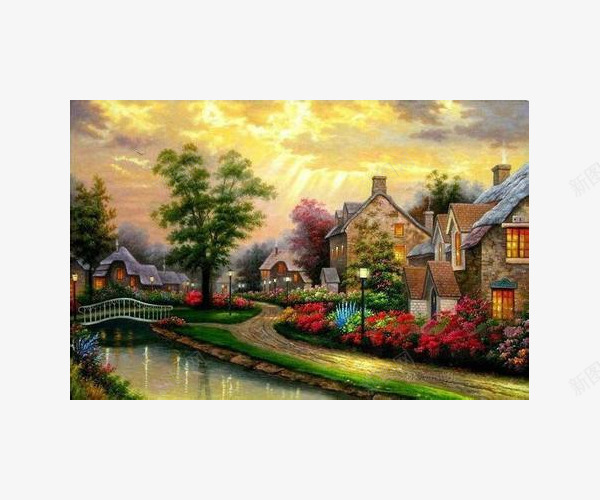纯手绘梦幻建筑美式油画png免抠素材_88icon https://88icon.com 挂画 文化艺术 画廊 纯手绘油画 美式油画 装饰画