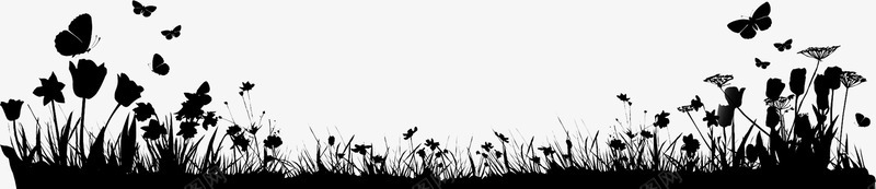 黑白湿地花丛剪影psd免抠素材_88icon https://88icon.com 平面花丛色彩 湿地的花丛 花丛的剪影 黑白的剪影