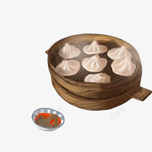 灌汤包手绘画片png免抠素材_88icon https://88icon.com 早餐 水彩画 汤包 灌汤包 蒸笼 辣椒油