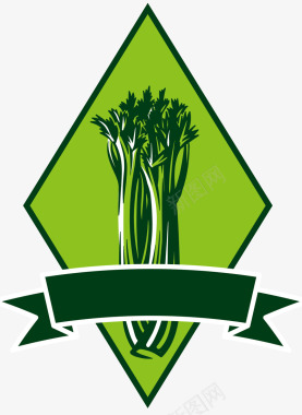 蔬菜粮食菱形绿色阴影芹菜图标图标