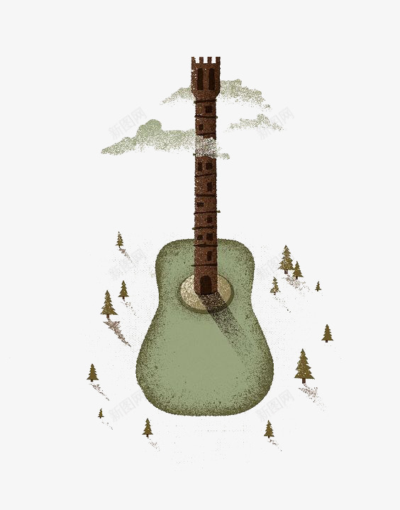 吉他插画png免抠素材_88icon https://88icon.com 创意吉他 手绘吉他 文艺插画 新图网