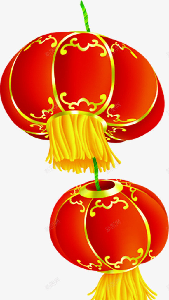 手绘元旦红色灯笼花纹装饰png免抠素材_88icon https://88icon.com 元旦 灯笼 红色 花纹 装饰