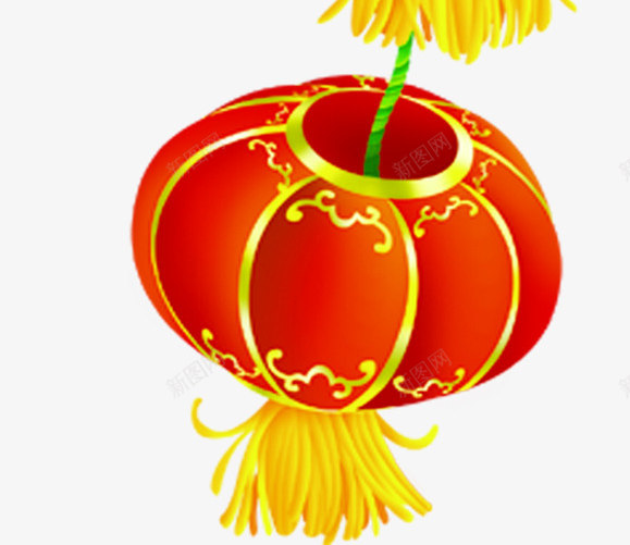 手绘元旦红色灯笼花纹装饰png免抠素材_88icon https://88icon.com 元旦 灯笼 红色 花纹 装饰