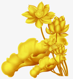黄色中国风莲花装饰素材