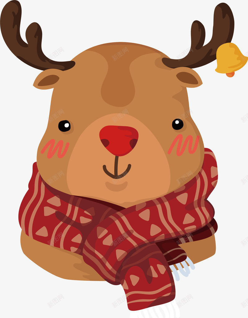 红围巾驯鹿png免抠素材_88icon https://88icon.com merryChristmas 圣诞节 圣诞驯鹿 棕色驯鹿 矢量png 驯鹿