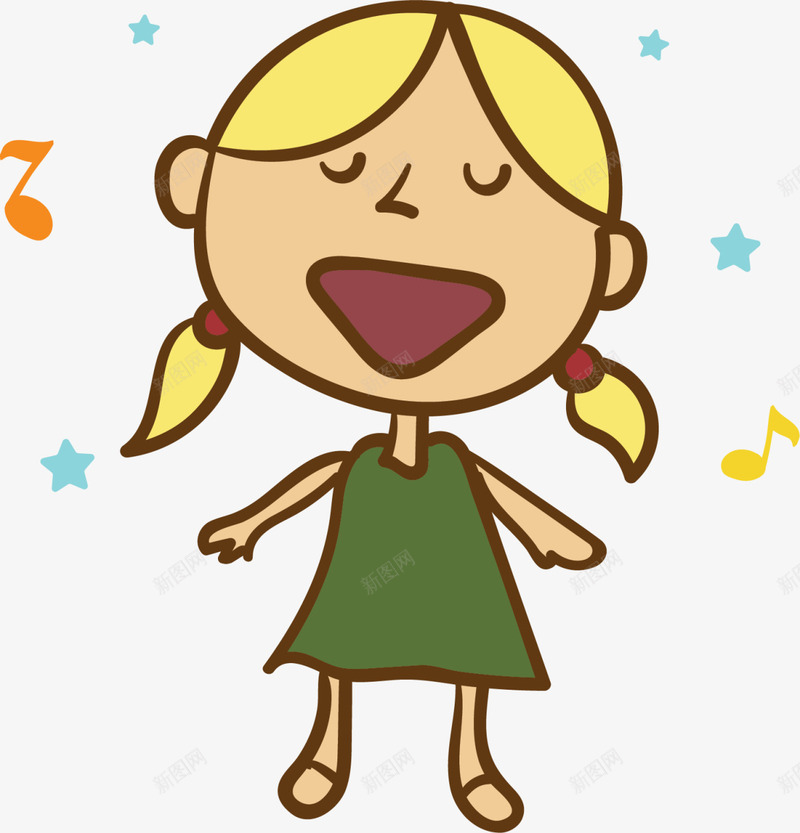 微笑卡通唱歌女孩png免抠素材_88icon https://88icon.com 321 世界儿歌日 儿童节 唱歌女孩 图案 女高音 歌唱 音符